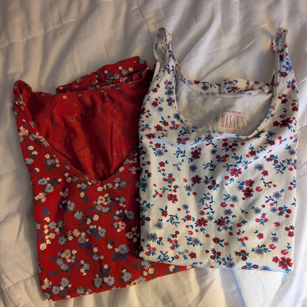 Floral Women's Camisoles - Red and White